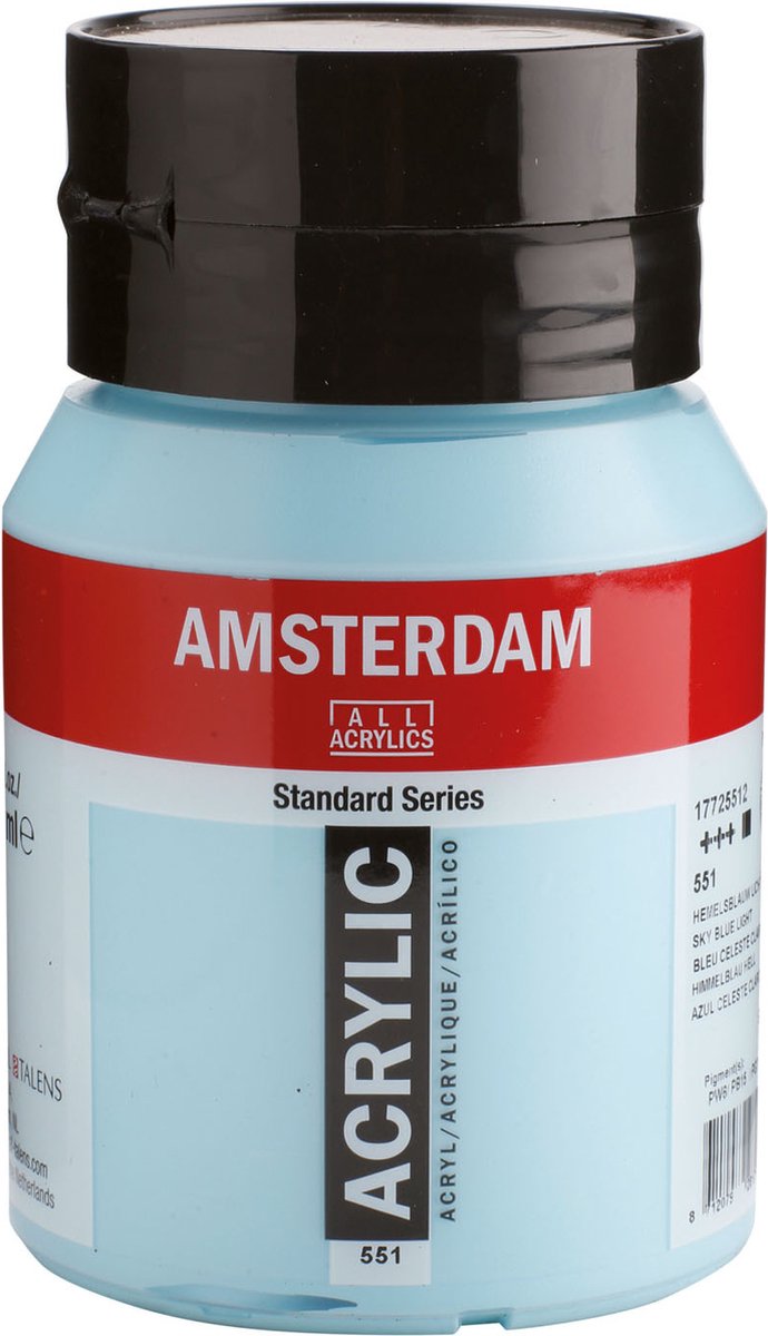 Amsterdam standard series acrylverf pot 500 ml hemelsblauw licht 551