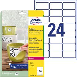 Avery re-adhesive polyester labels 63.5x33.9mm white