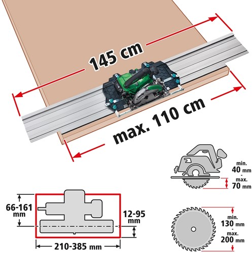 Wolfcraft Wolfcraft Guide Rail para círculo manual Saw Fks 145