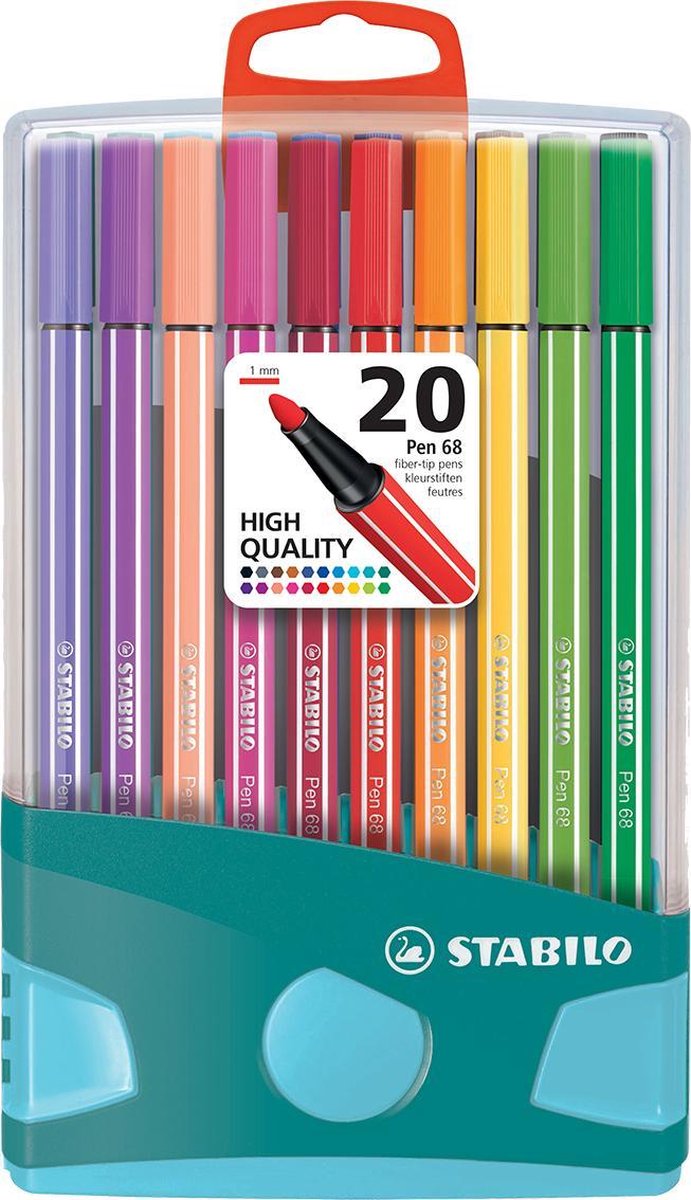 Stabilo Pen 68 - pennarello premium - colorparade - azzurro turchese - set con 20 colori diversi