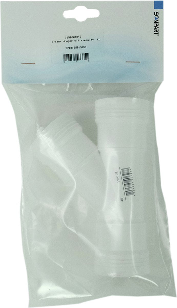 Desagüe en Y de PVC Scanpart - apto para lavadora y secadora - accesorio - pieza de acoplamiento - para 2 mangueras de drenaje de agua