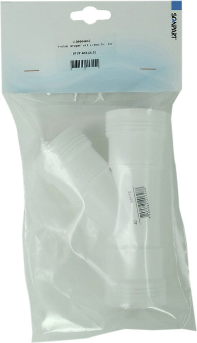Desagüe en Y de PVC Scanpart - apto para lavadora y secadora - accesorio - pieza de acoplamiento - para 2 mangueras de drenaje de agua