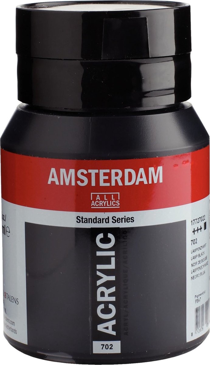 Bote pintura acrílica serie estándar Amsterdam 500 ml negro lámpara 702