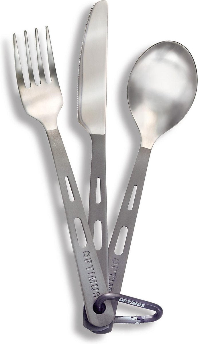 Optimus nl optimus titanium 3 piece cutlery set - campingbestek - titanium