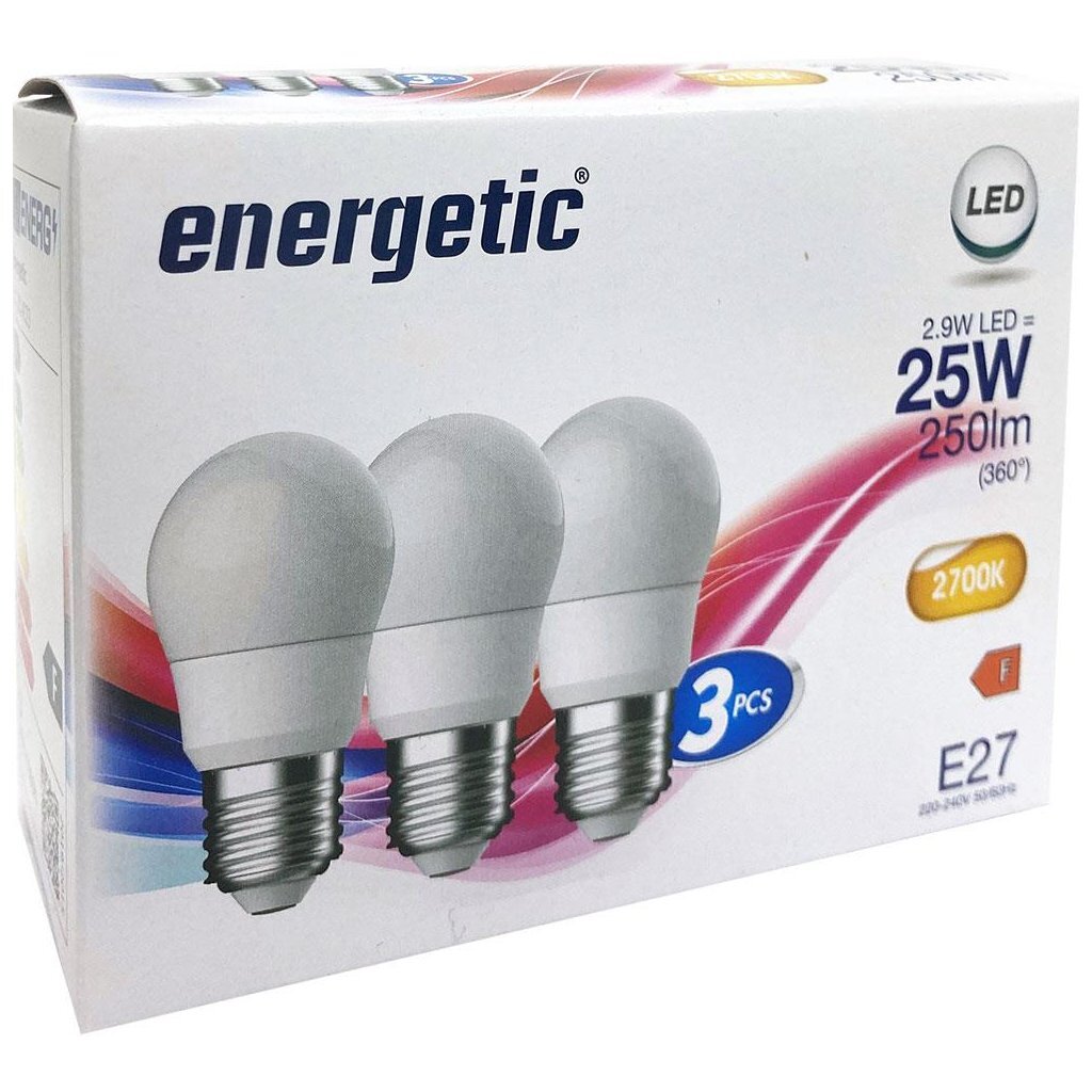 Lampade a LED energetiche energetiche Bullet E27 25 W MAT White 3 pezzi