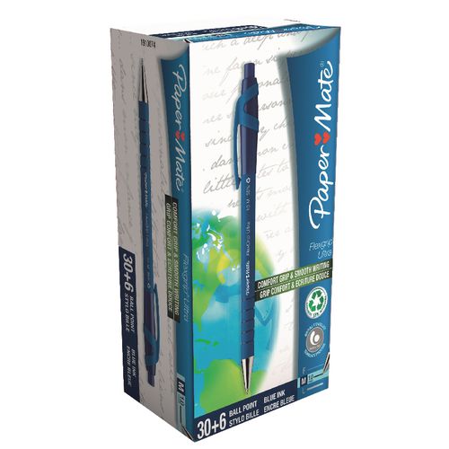 Paper mate balpen papermate flexgrip ultra medium blauw pak 36 stuks
