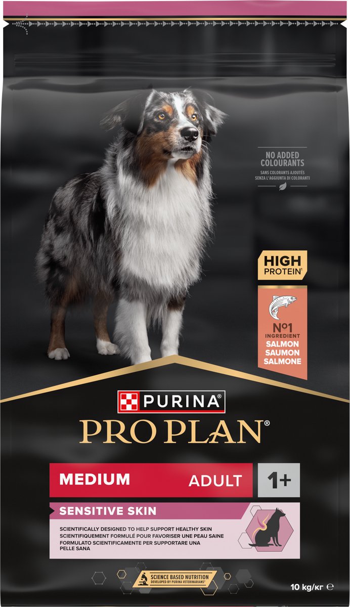 Pro plan purina® ® pelle sensibile medio adulto - cibo secco per cani - salmone - 10 kg