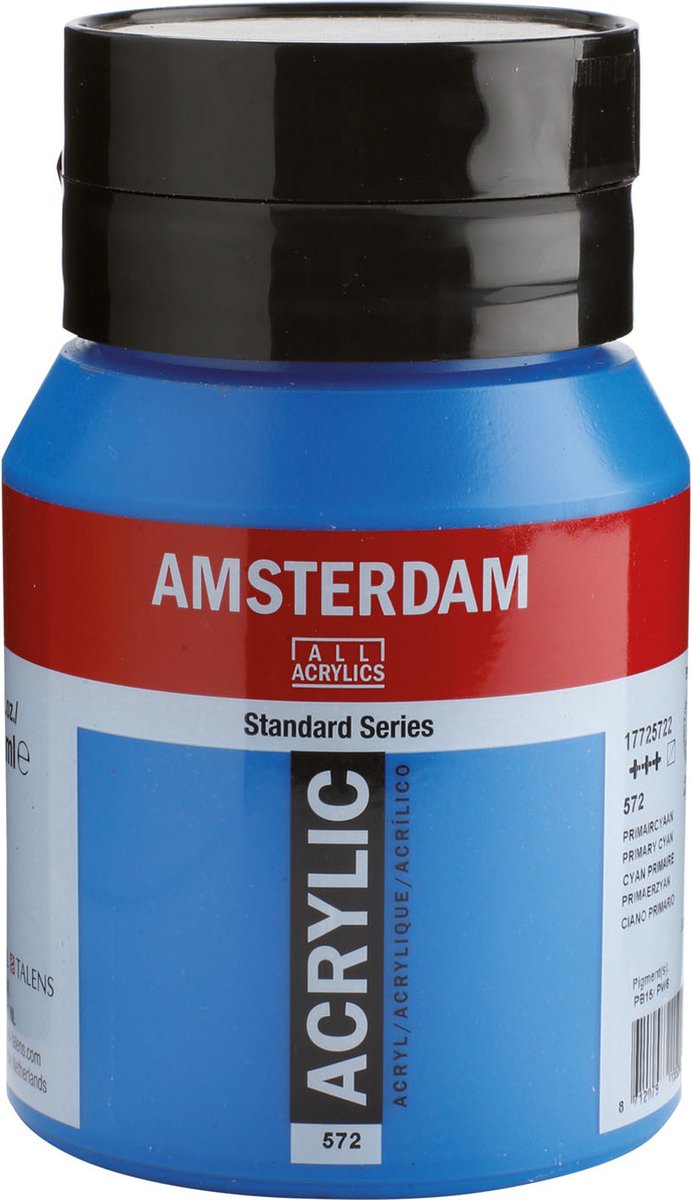 Amsterdam standard series acrylverf pot 500 ml primaircyaan 572