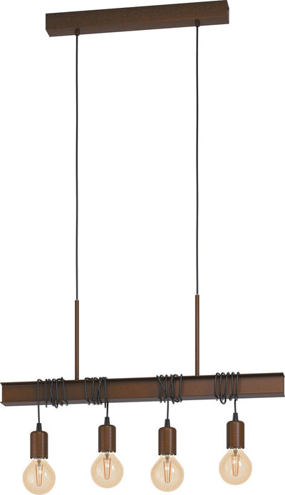 Lámpara colgante Eglo townshend 4 - e27 - 70 cm - marrón