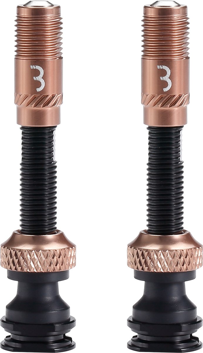 Valvola corecap al ciclismo Bbb - set valvole tubeless - 300% di flusso d'aria in più - compatibilità pompa universale - alluminio - 40mm - 2 pezzi - rame - bti-166