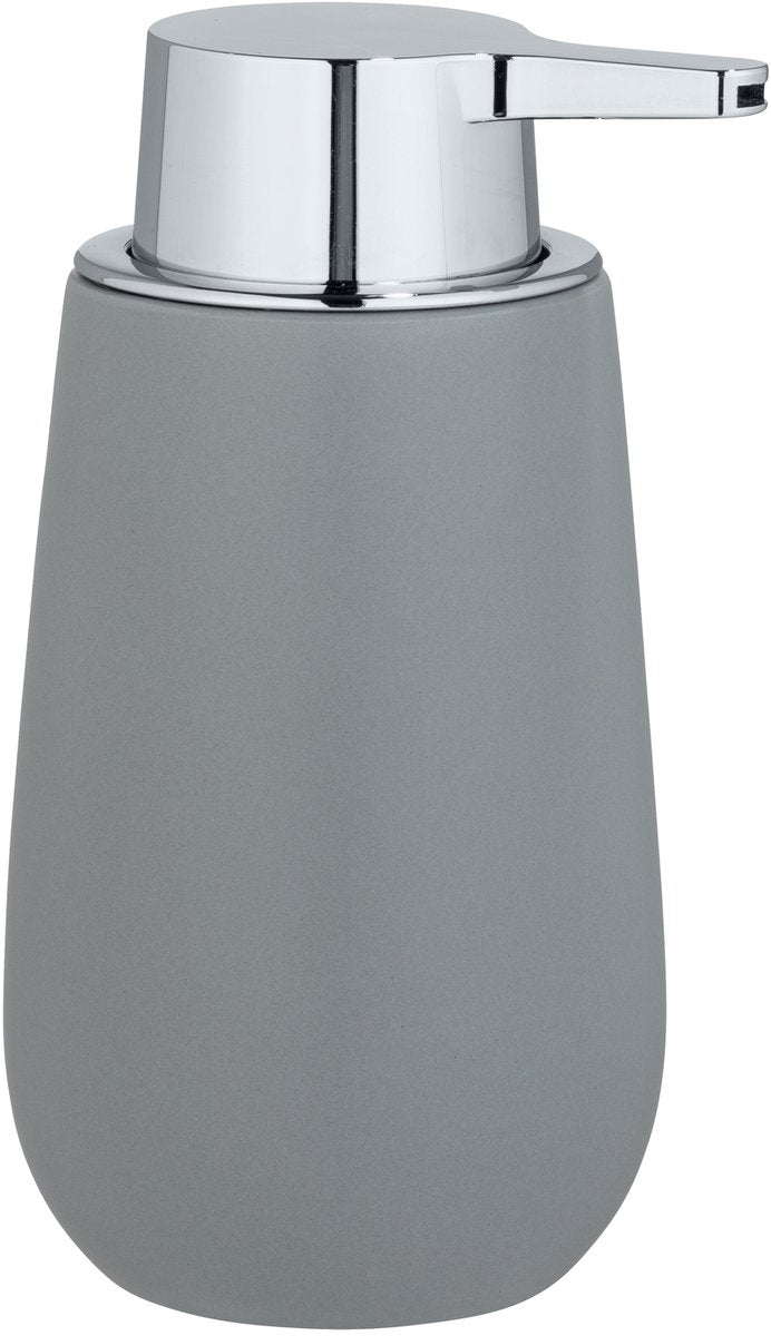 Dispenser di sapone Wenko badi grigio opaco in ceramica 320 ml - pompa per sapone indipendente e ricaricabile - bagno WC cucina