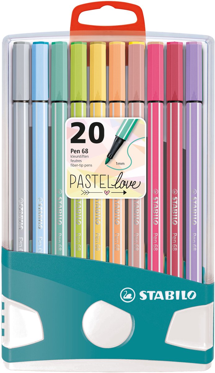 Penna Stabilo 68 – pennarello premium – parata pastello – set con 20 colori diversi