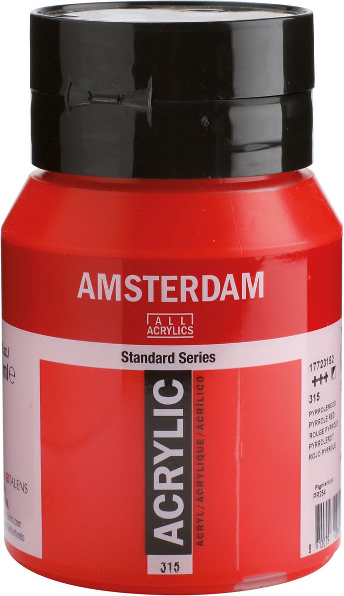 Amsterdam standard series acrylverf pot 500 ml pyrrolerood 315