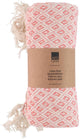 Plaid in cotone Arti casa - 130x170 cm - coperta decorativa con frange - plaid soft living - rosa