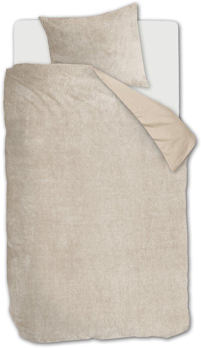 Ambiante plush teddy dekbedovertrek - eenpersoons - 140x200 220 - zand