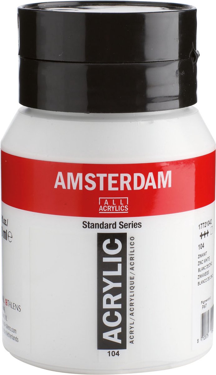 Amsterdam standard series acrylverf pot 500 ml zinkwit 104