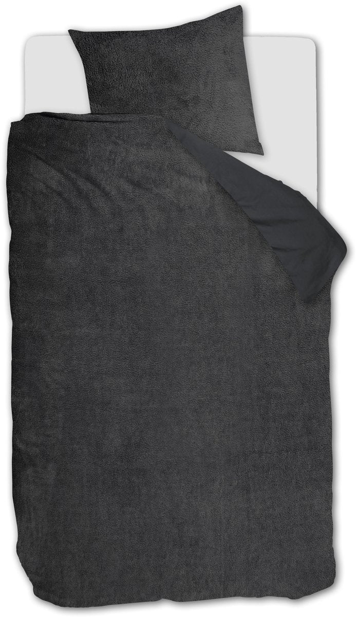 Ambiante plush teddy dekbedovertrek - eenpersoons - 140x200 220 - antraciet
