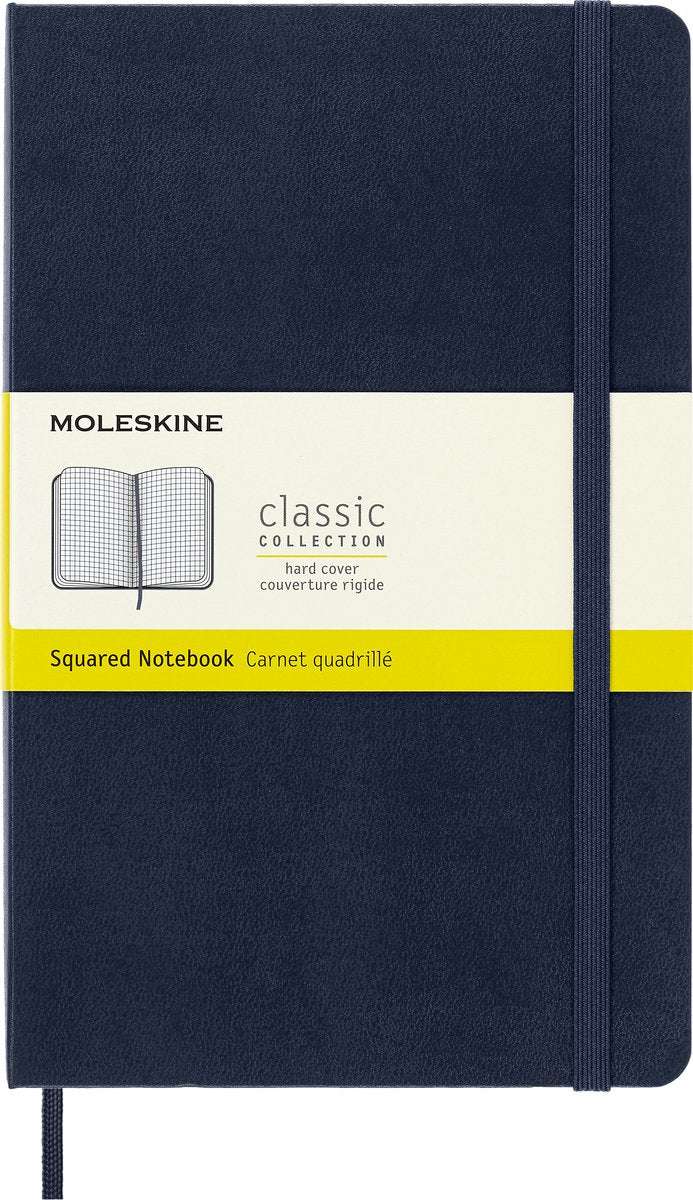 Moleskine classic notitieboek - large - hardcover - geruit - saffier blauw