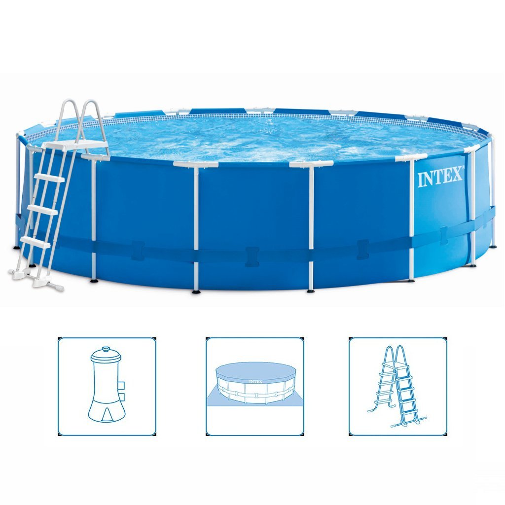 Piscina Intex 28242gn struttura in metallo 457x122 cm + pompa filtro e scaletta + accessori blu