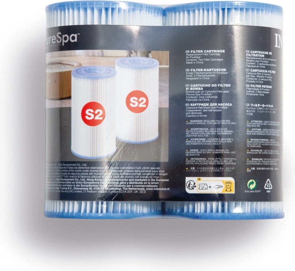 Cartucho de filtro de paquete doble Intex 29012 purespa tipo s2