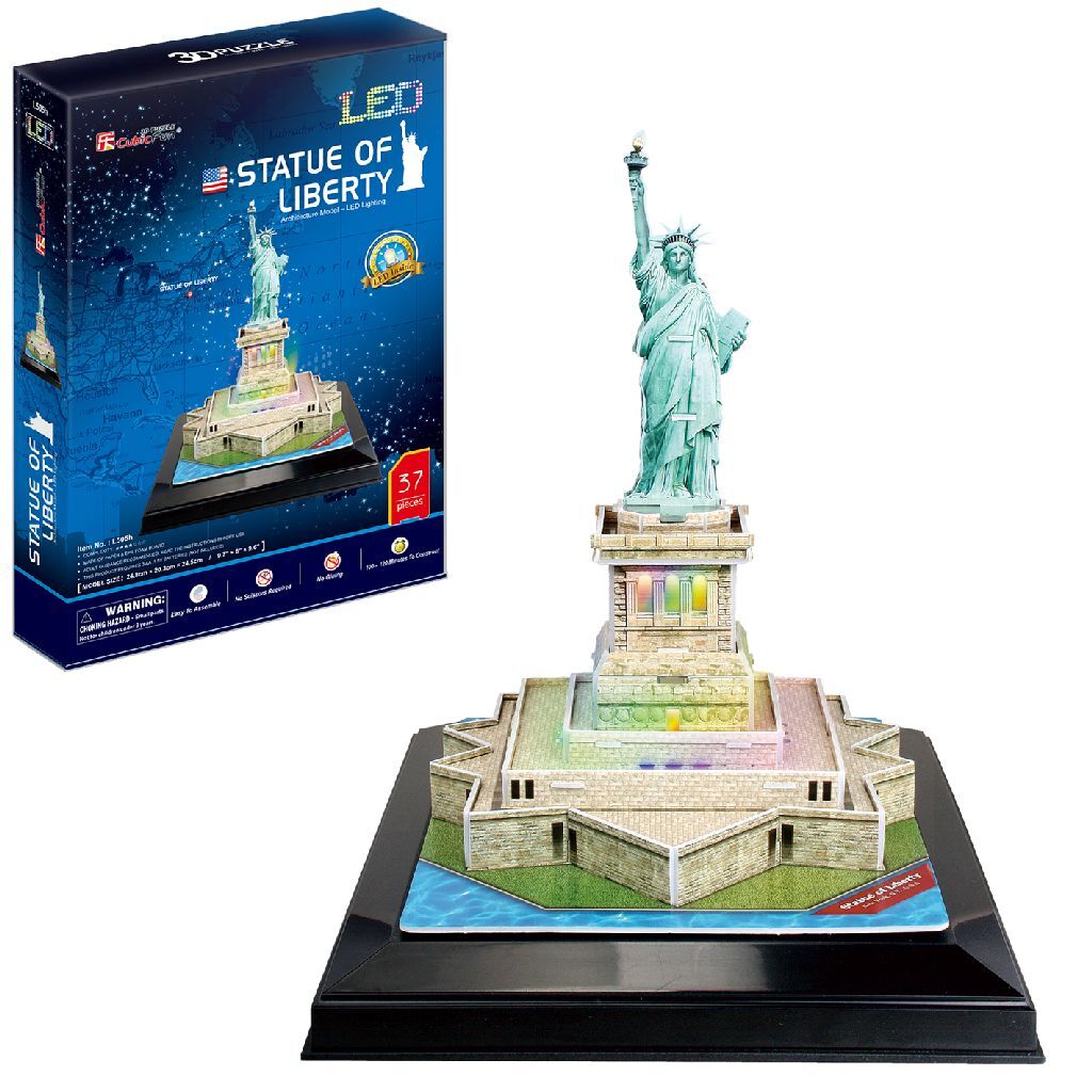 Divertido rompecabezas 3D estatua de la libertad + iluminación LED 37 piezas