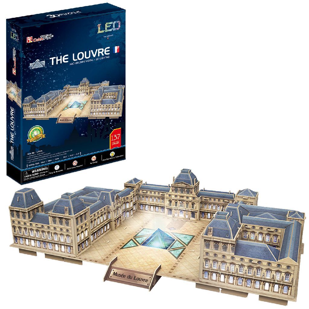 Cúbico Fun 3D Puzzle de Louvre con iluminación LED