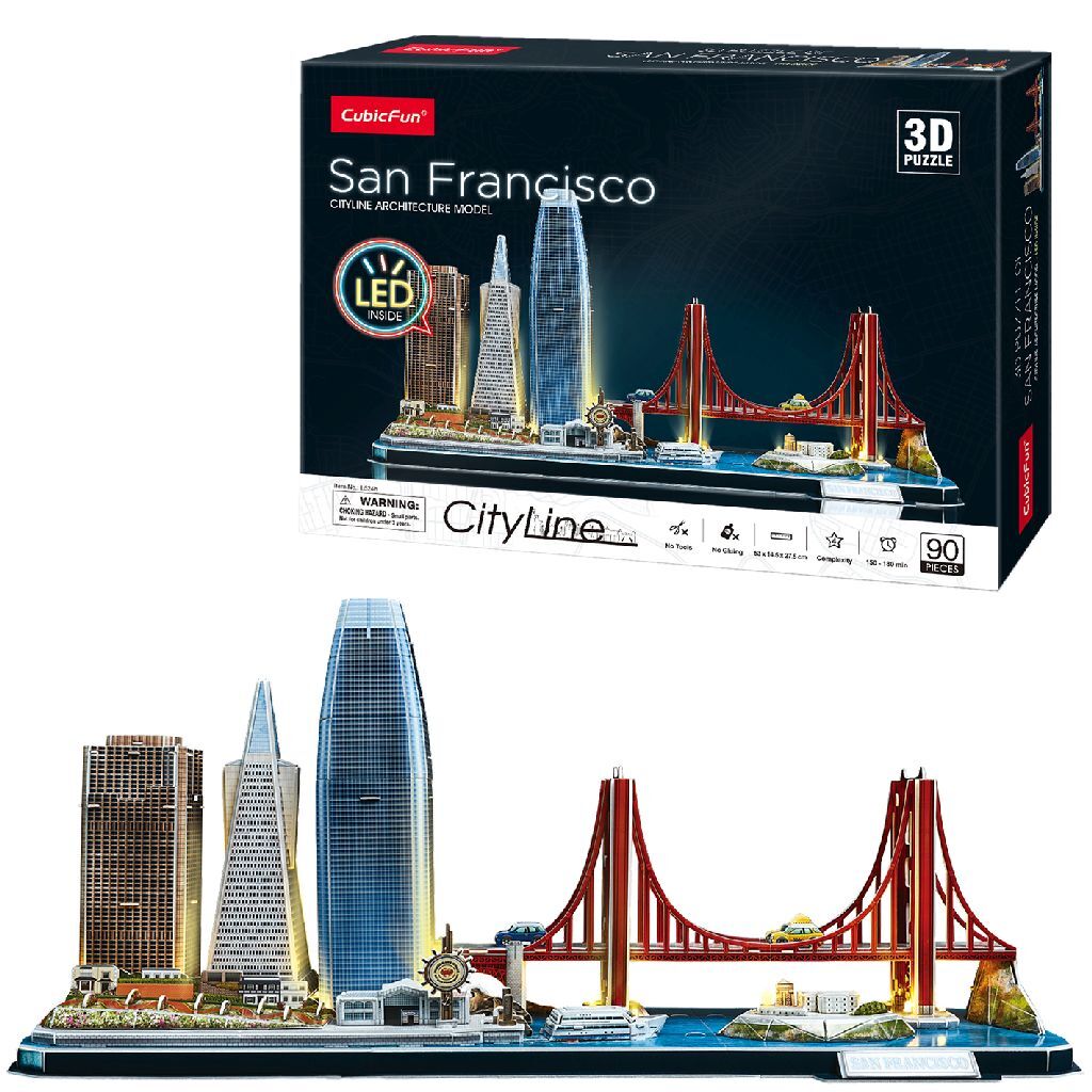 Divertimento cubico divertimento cubico divertimento 3d puzzle città san Francisco + illuminazione a LED 90 pezzi