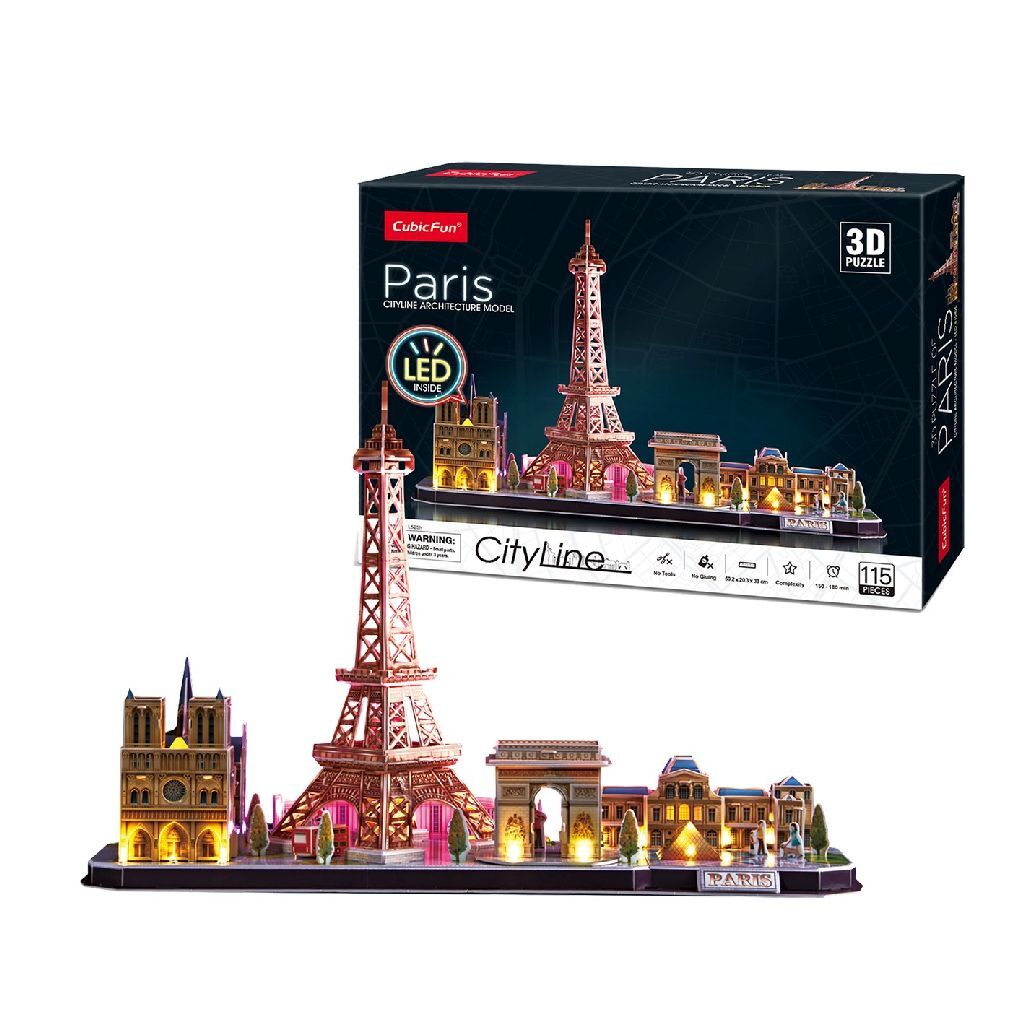Divertimento cubico divertimento cubico divertente led 3d puzzel paris 115 pezzi