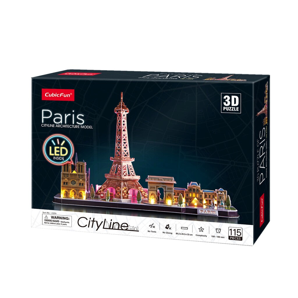Divertimento cubico divertimento cubico divertente led 3d puzzel paris 115 pezzi