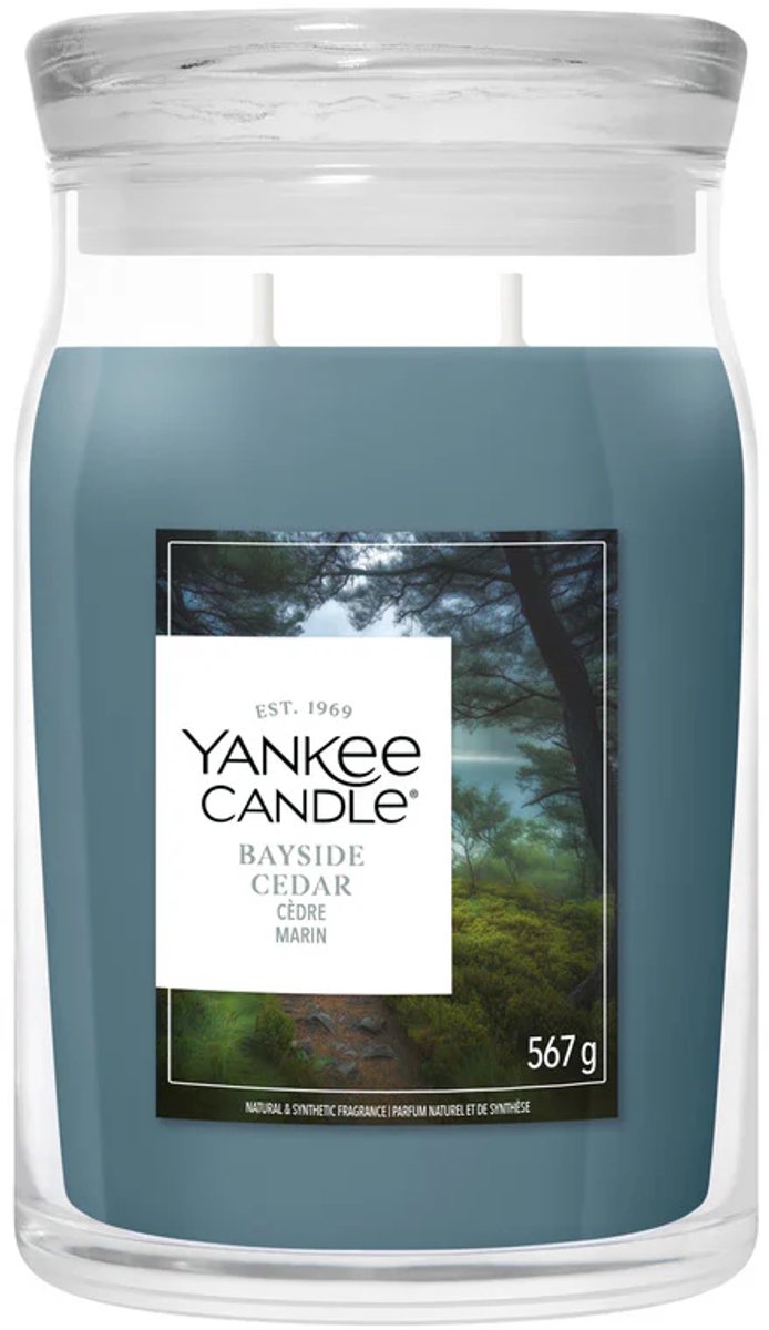 Yankee Candle - vela perfumada en tarro grande de cedro Bayside - 90 horas de combustión - dos mechas