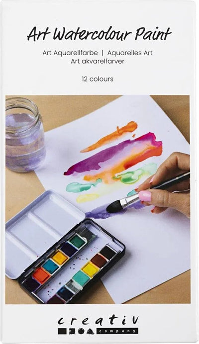 Pittura ad acquerello artistica Creativ Company, ½ teglia, fiori e paesaggi, misura 10x15x20 mm, vari colori, 12 colori 1 pezzo