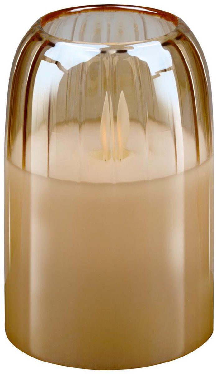 Arti casa led kaars in pot - bewegende vlam - timer 6 uur - 7,5 x 12,5 cm - beige