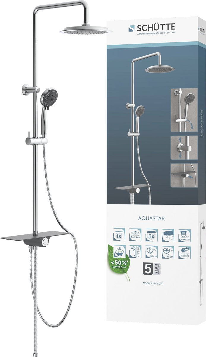 Schütte Schütte Rain Shower Set con meseta Aquastar antracita de color cromado