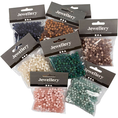 Cuentas de plástico Creativ Company, d 6 mm, medida del agujero 1,5 mm, el contenido puede variar, aprox. 10x150 piezas, varios colores, 8x40 g 1 caja