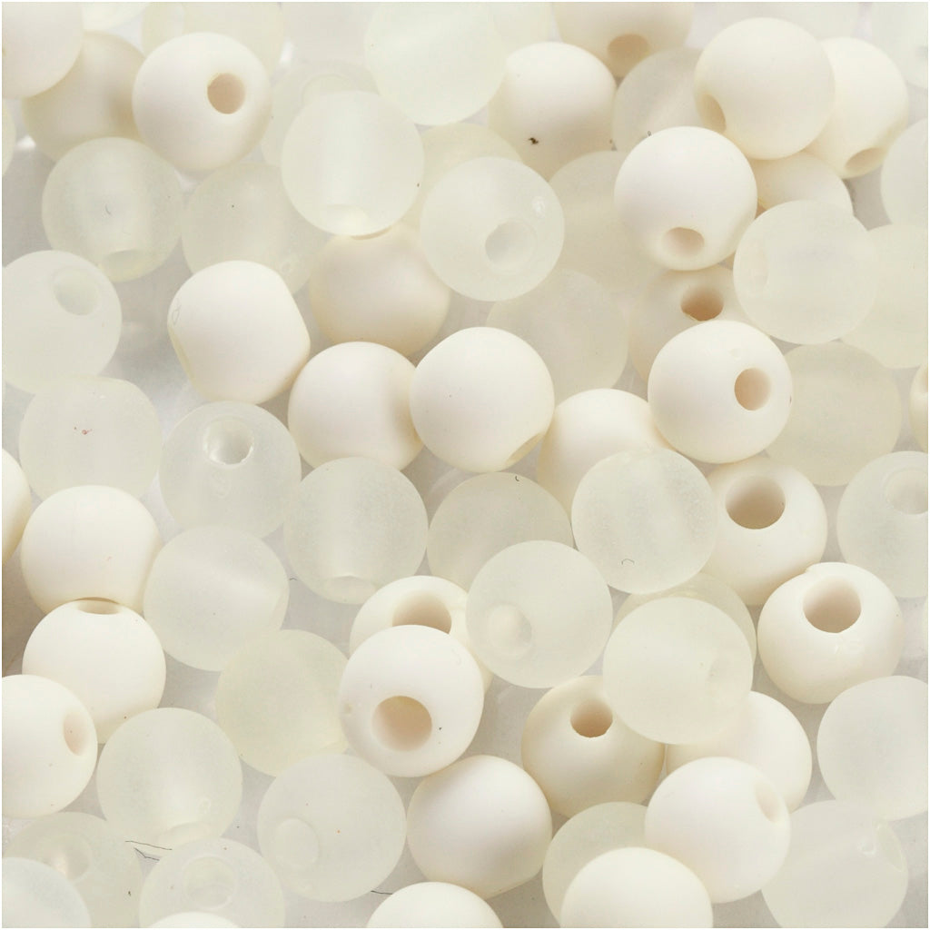 Perline in plastica della Creative Company, d 6 mm, misura del buco 2 mm, ca. 150 pezzi, panna, 40 g 1 scatola