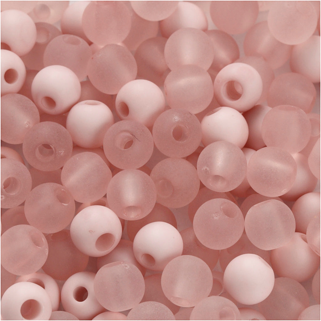 Perline in plastica della Creative Company, d 6 mm, misura del buco 2 mm, ca. 150 pezzi, rosa, 40 g 1 scatola