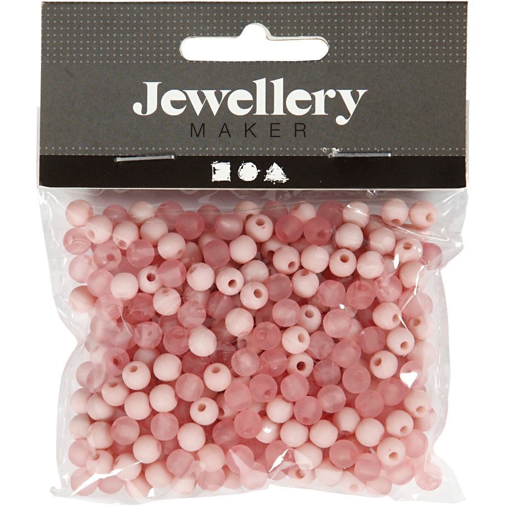 Perline in plastica della Creative Company, d 6 mm, misura del buco 2 mm, ca. 150 pezzi, rosa, 40 g 1 scatola