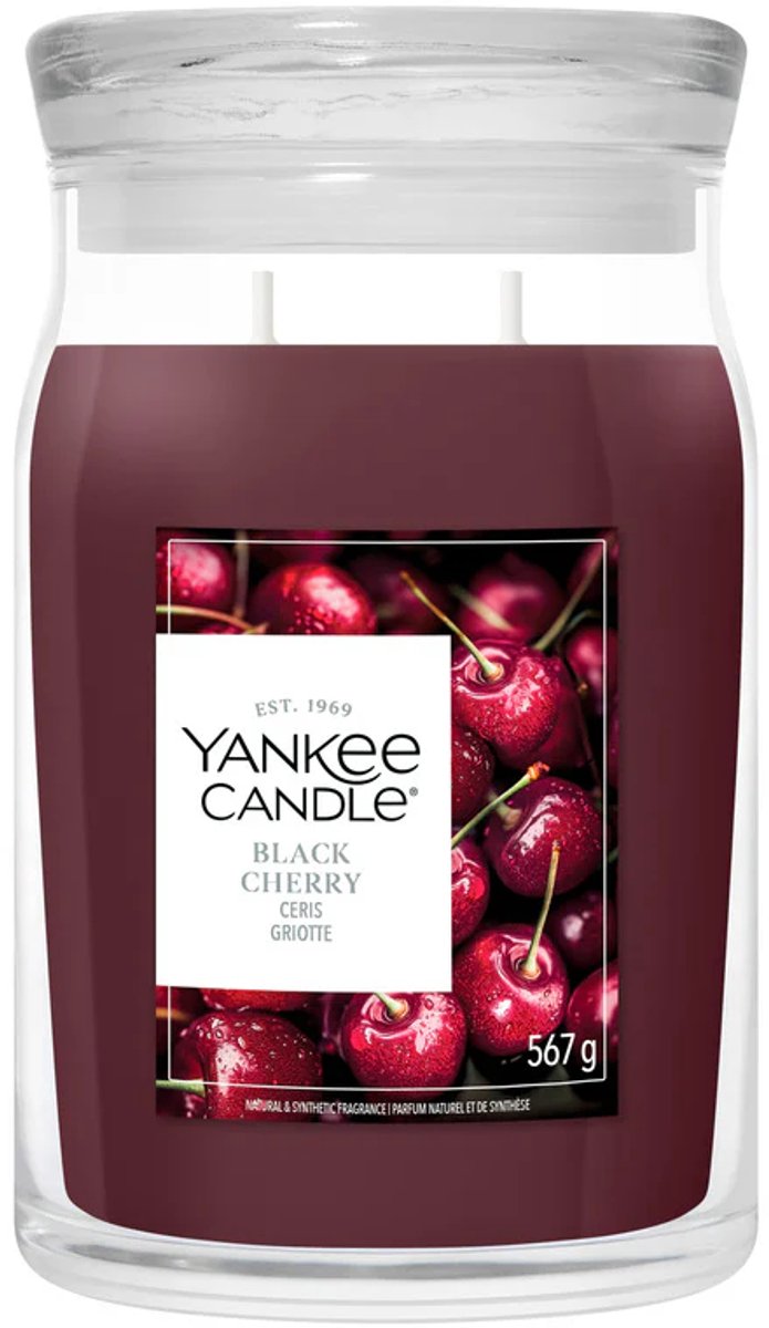 Yankee candle - candela profumata in giara grande all'amarena - 90 ore di combustione - due stoppini