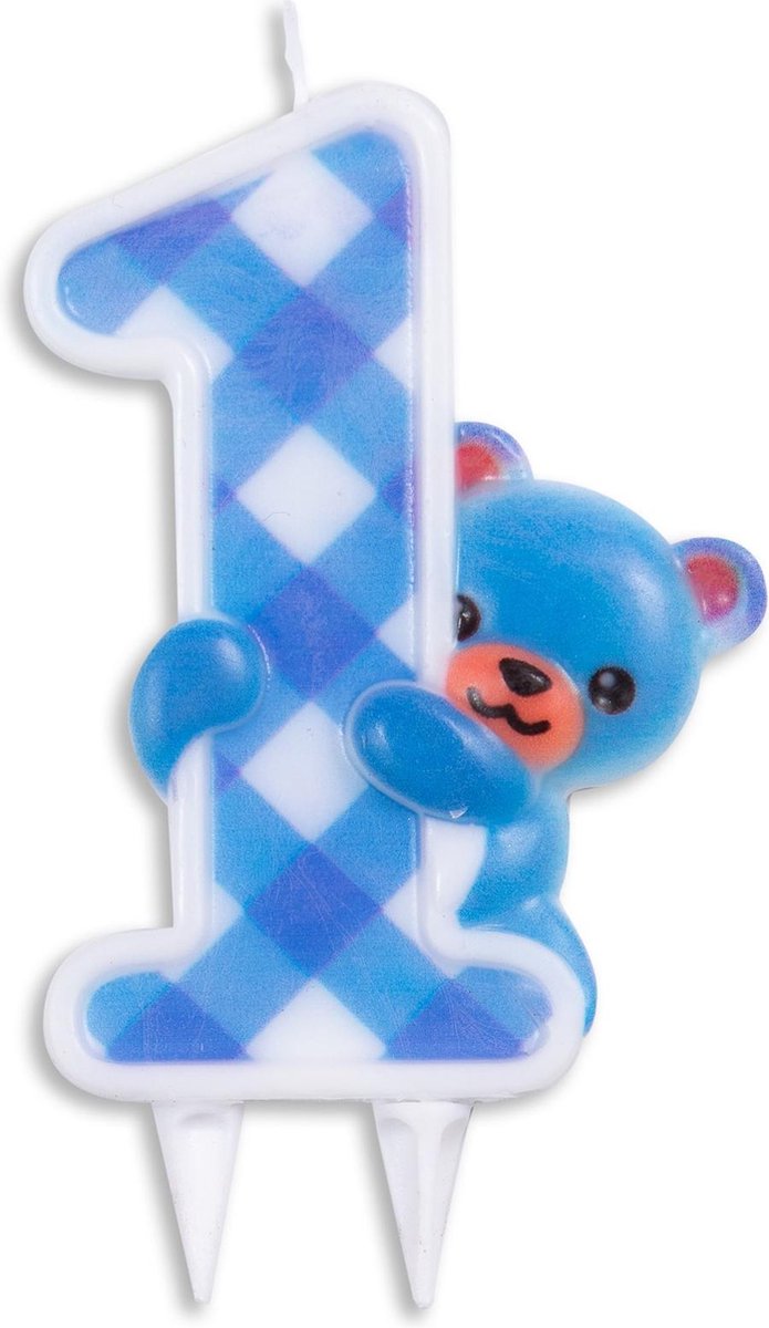 Wefiesta candela per torta primo compleanno ragazzo 9,7 cm cera blu