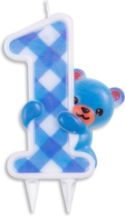 Wefiesta vela primer cumpleaños niño 9,7 cm cera azul