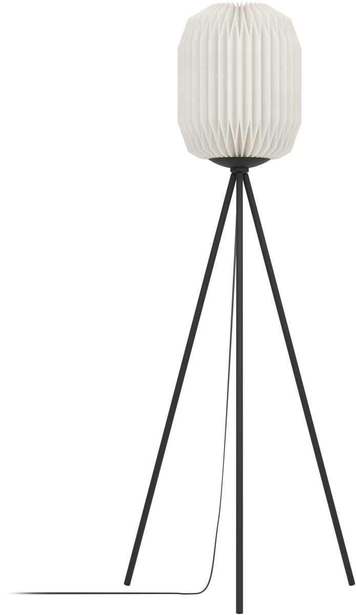Eglo belgrave vloerlamp - e27 - 141,5 cm - zwart wit - papier