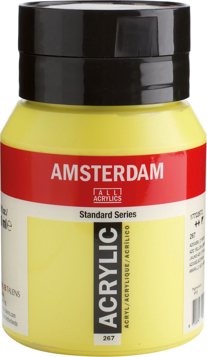 Vaso di colori acrilici serie Amsterdam standard da 500 ml azo giallo limone 267