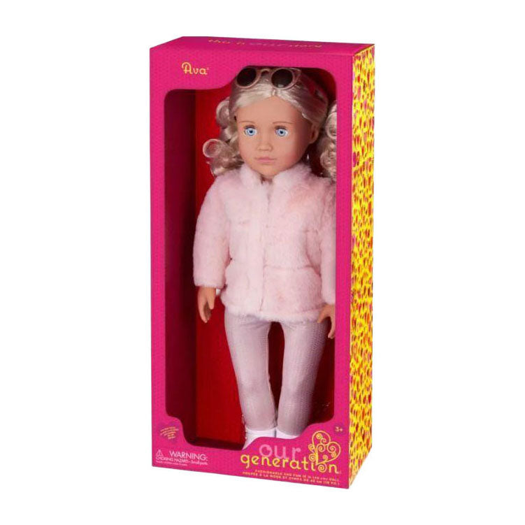 Muñeca ava de nuestra generación con abrigo de piel - 46cm