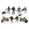 Set di personaggi RC soldato nemico, composto da 6 soldati, cane e 2 motociclette
