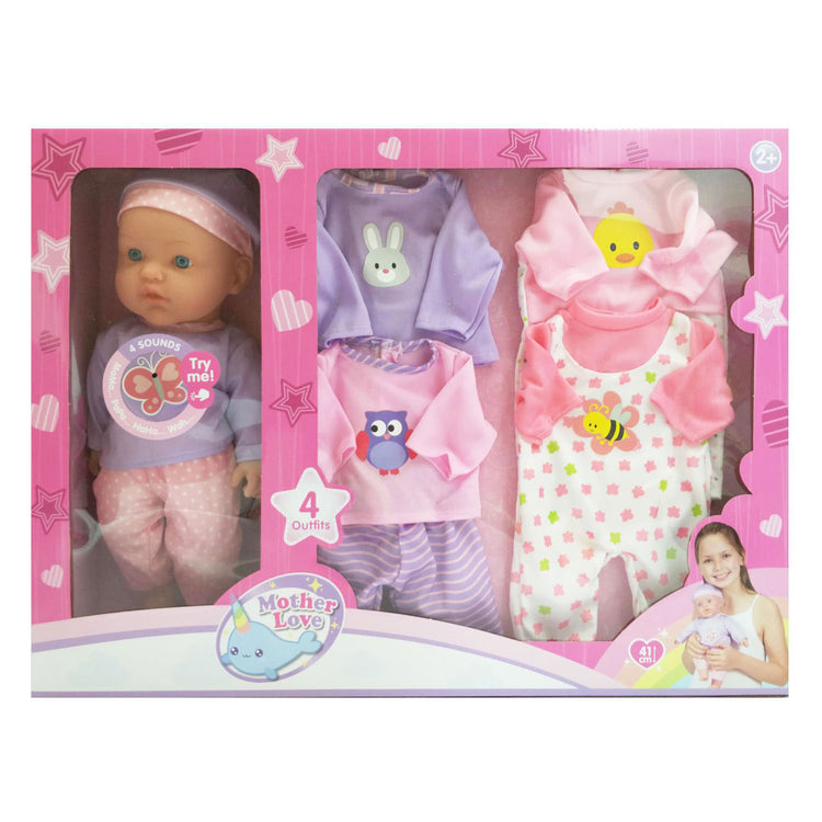 Babypop met geluiden en outfits - 41cm