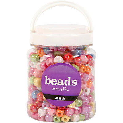 Cuentas en forma de dados de Creativ Company, medidas 10x10 mm, medida del agujero 4 mm, aprox. 520 piezas, varios colores, 400 g, 700 ml 1 caja