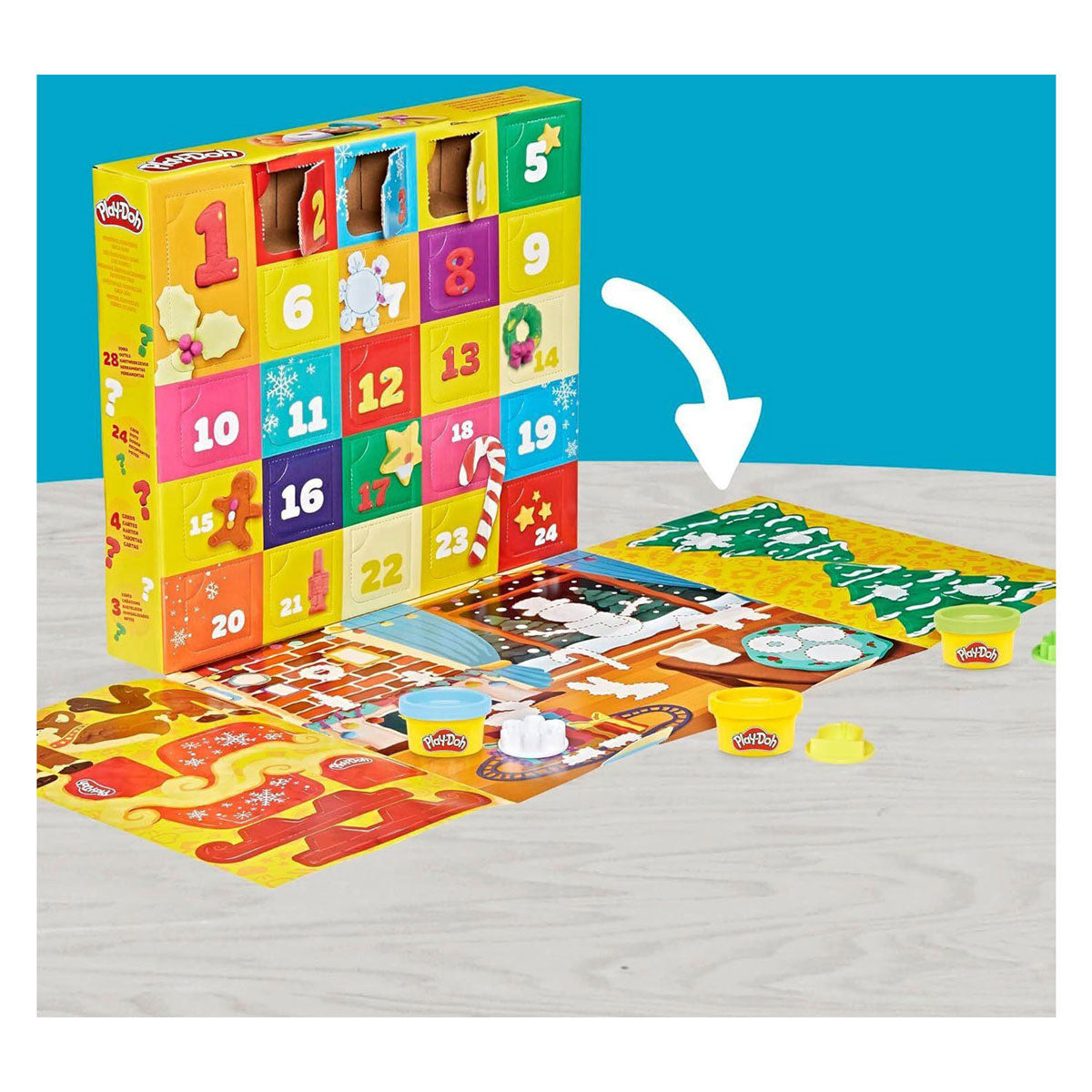 Calendario de adviento play-doh - 24 días de sorpresas para niños - plastilina