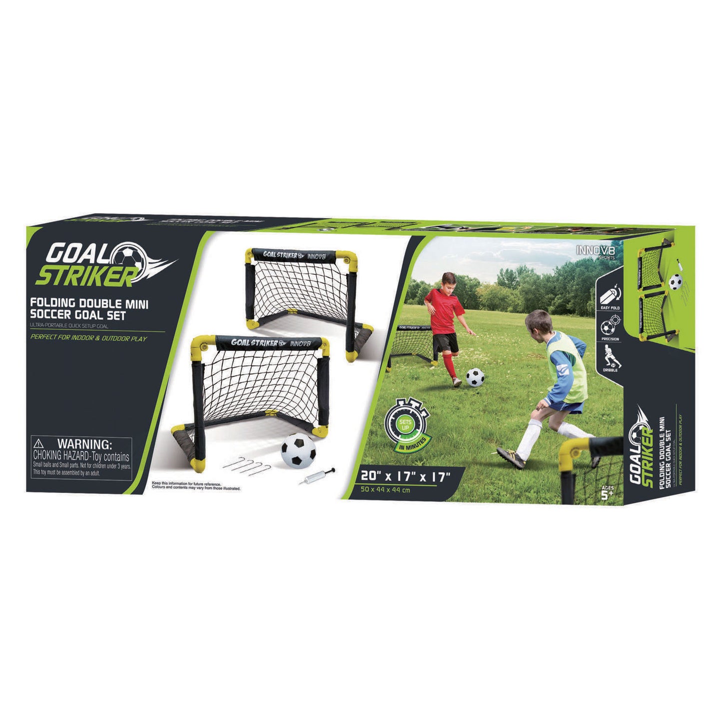 Set mini porte da calcio pieghevoli 2 x 50 x 44 x 44 cm