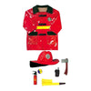 Traje de bombero con accesorios.