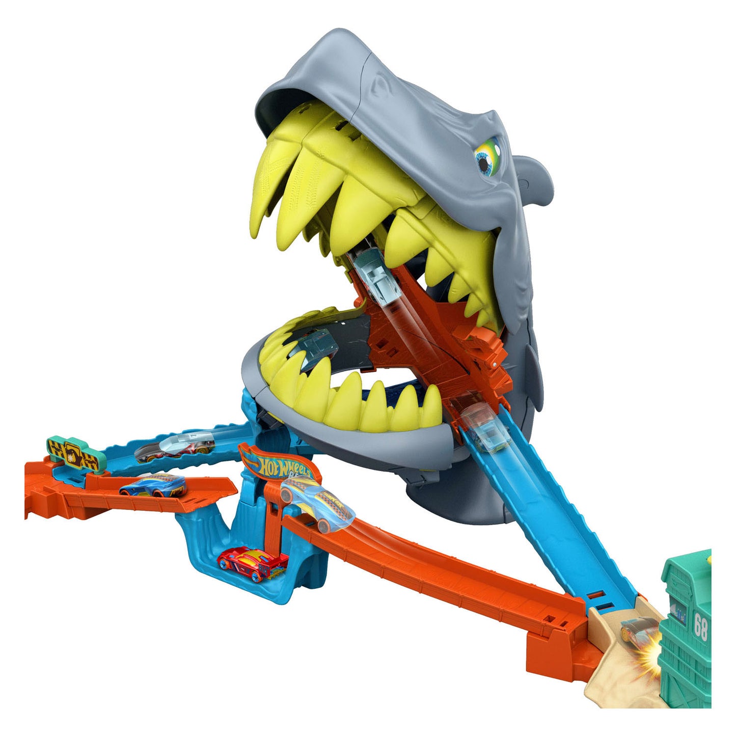Set da gioco Hot Wheels City Shark Beach e macchinina in metallo